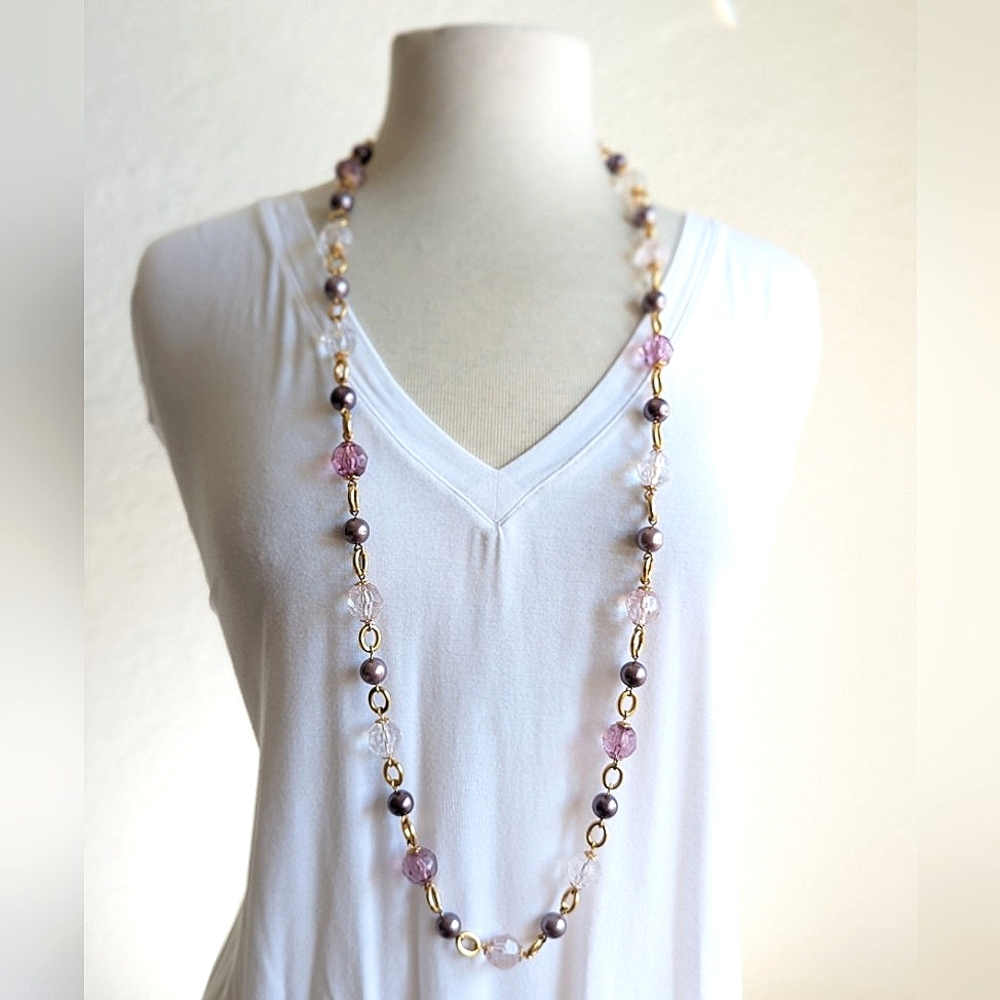 Kenneth Jay Lane Pearl & Bead 21" Necklace 💕 Chunky Bead Balls & Chain